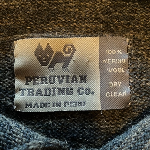 Peruvian Trading Co 100% Merino Wool Sweater Sz M Women Cardigan Marl Blue Gray - Picture 3 of 14